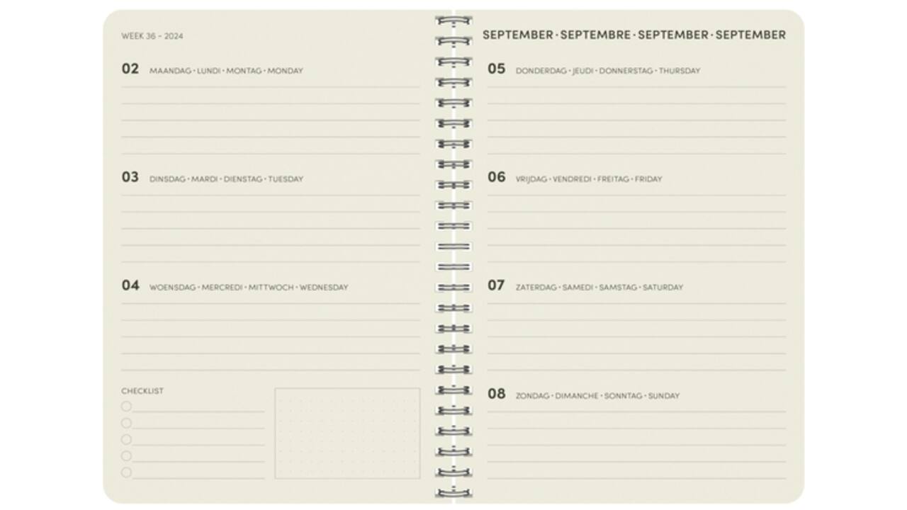 Schoolagenda 2024-2025 Lannoo QC Colour 18maanden 7dagen/2pagina's