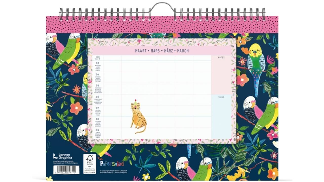 Familiekalender 2025 Lannoo 310x220 Paper Salad 7dagen/1pagina