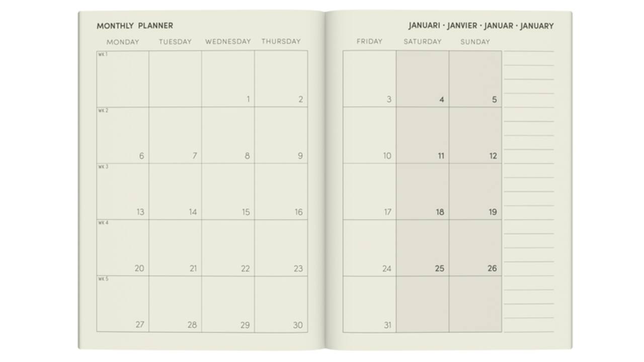 Agenda 2025 Lannoo Flowers watercolour aop 7dagen/2pagina's