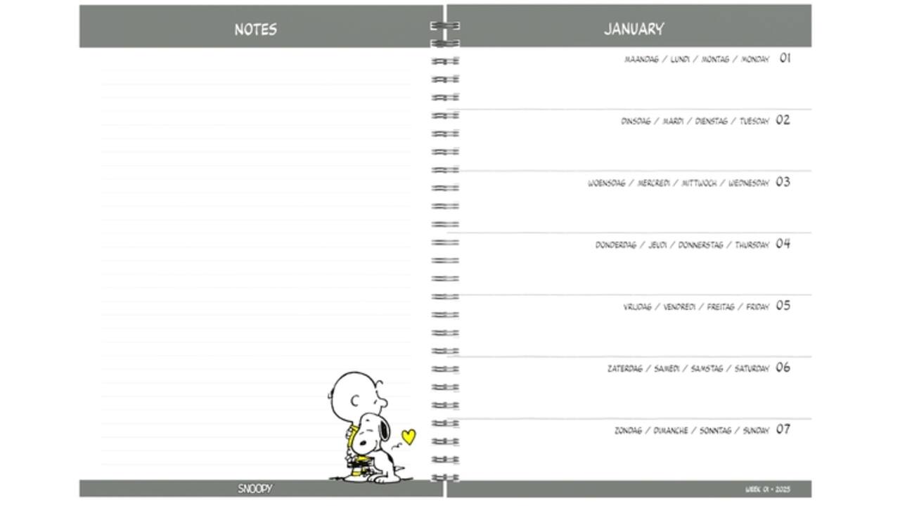 Agenda 2025 Lannoo bureau Peanuts 7dagen/2pagina's