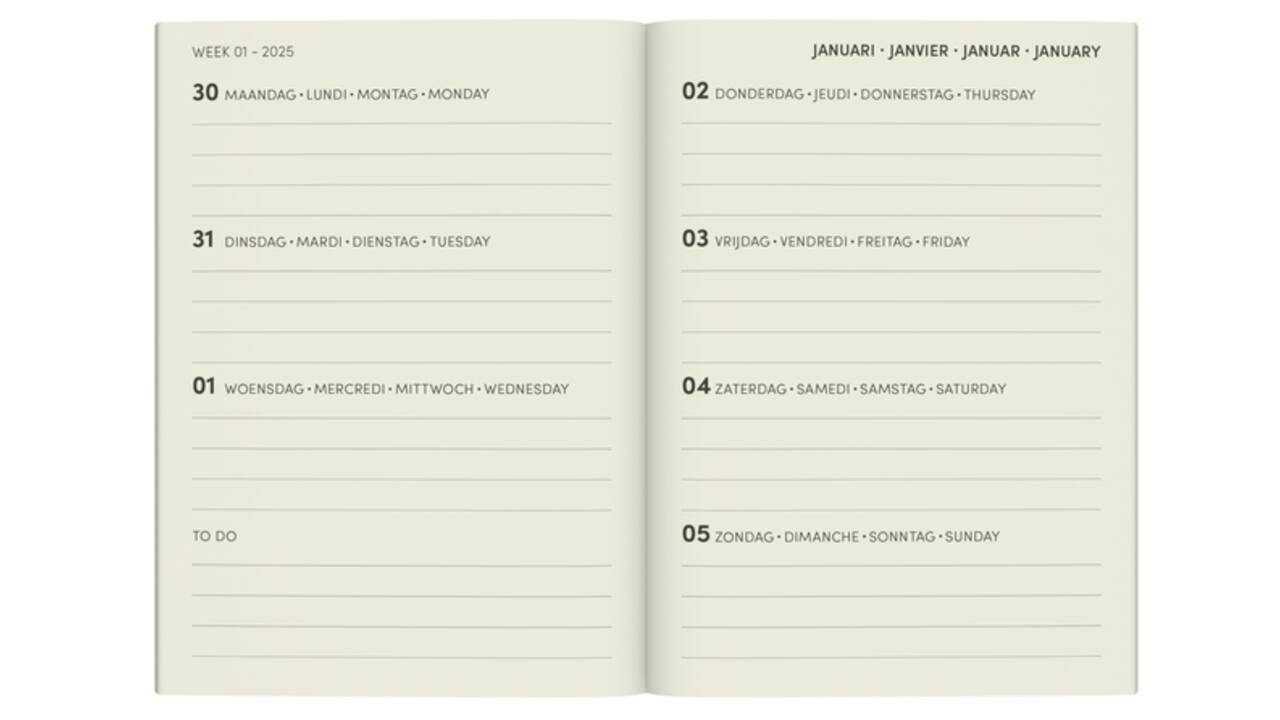 Agenda 2025 Lannoo Flowers watercolour green 7dagen/2pagina's