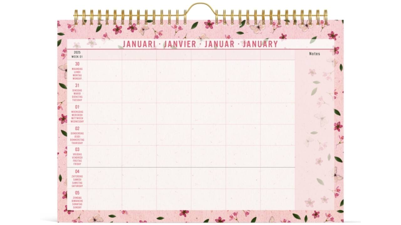 Familiekalender 2025 Lannoo 310x220 Flowers Bouquet 7dagen/1pagina