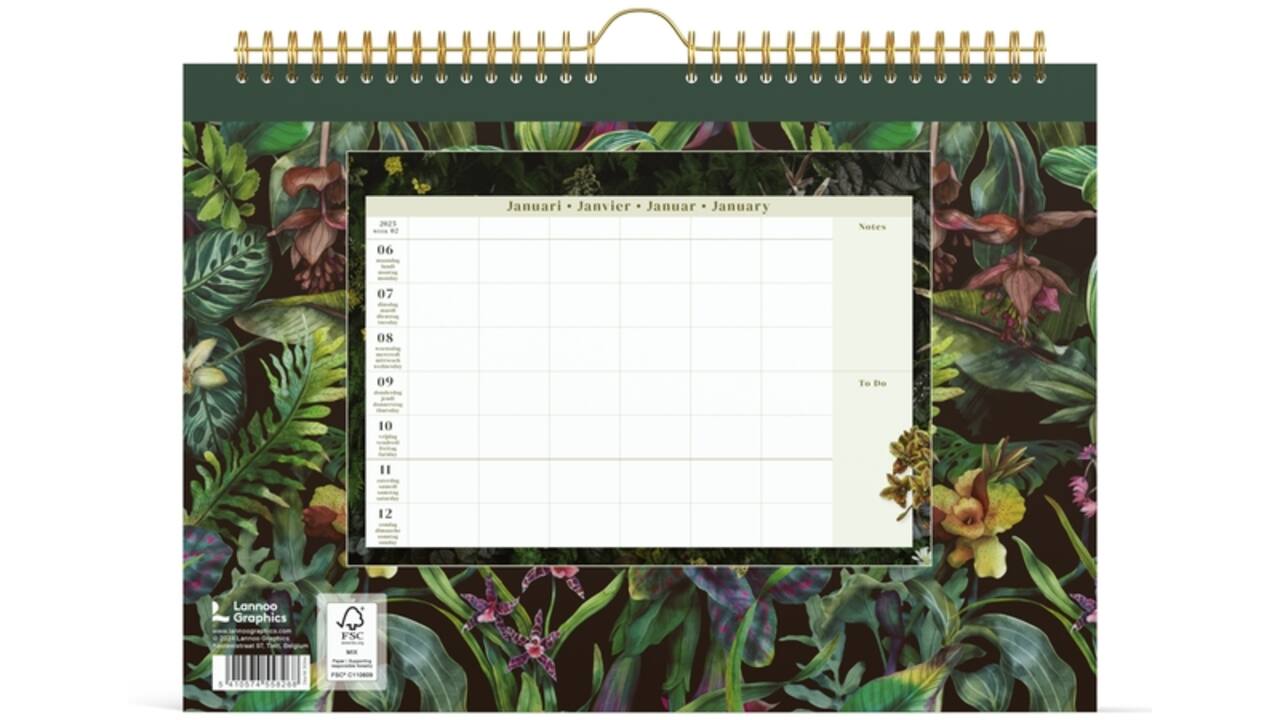 Familiekalender 2025 Lannoo 310x220 Botanic 7dagen/1pagina