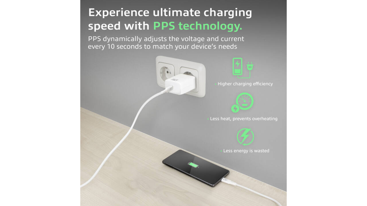 Oplader act 35w 1-poort usb c wit