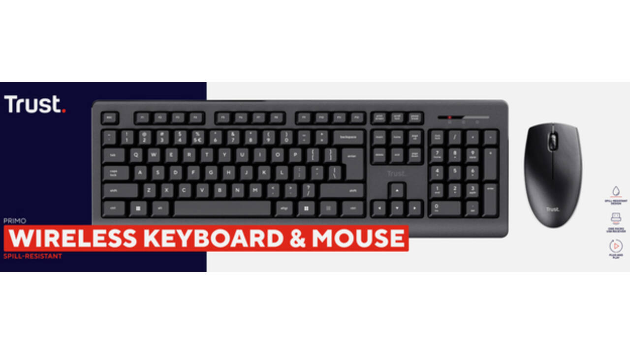 Toetsenbord trust primo draadloos + muis