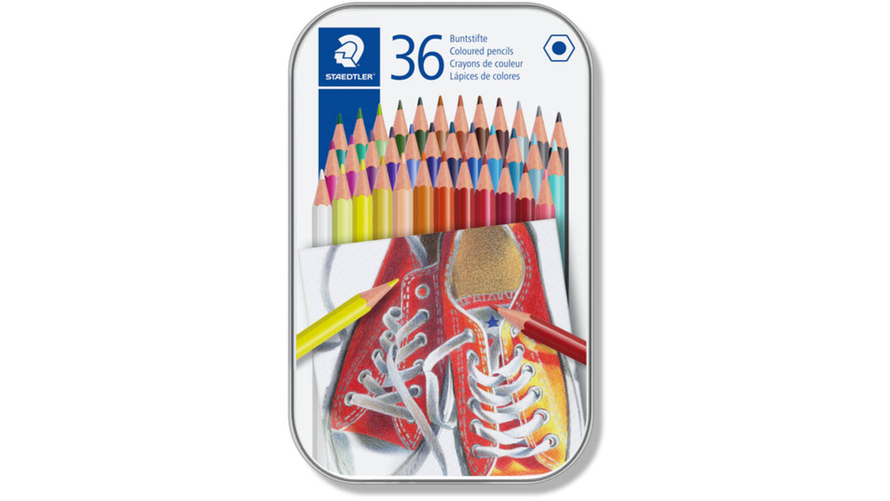 Kleurpotlood Staedtler 175 6kantig assorti blik à 36 kleuren
