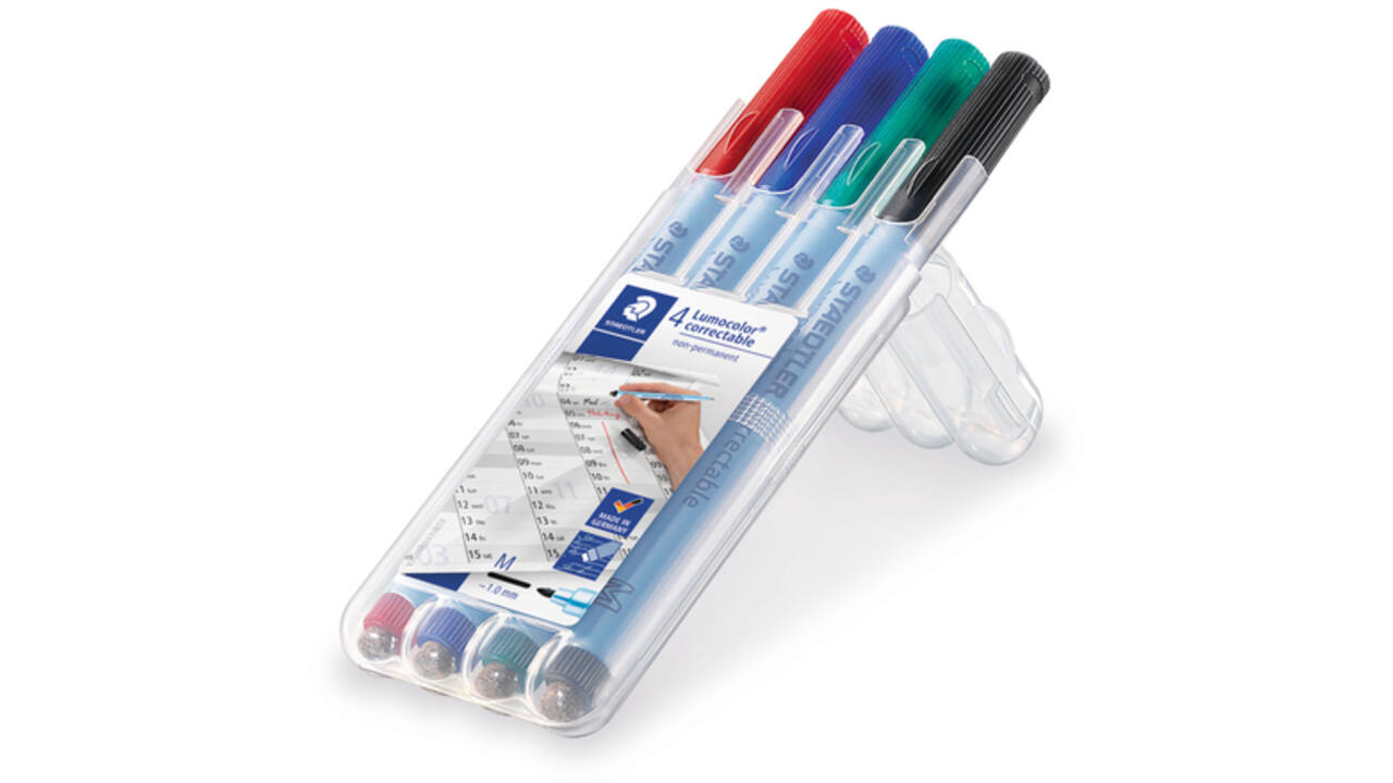 Viltstift Staedtler Lumocolor 305 non permanent correctable M set à 4 stuks