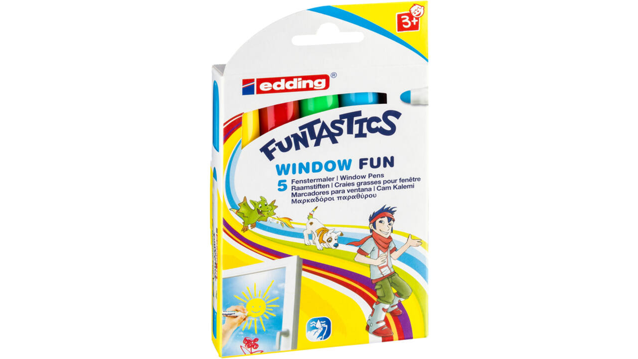 Krijtstift edding 16-5 Funtastics window fun assorti doos à 5stuks