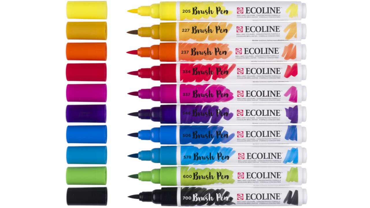 Brushpen Talens Ecoline set à 10 stuks primair