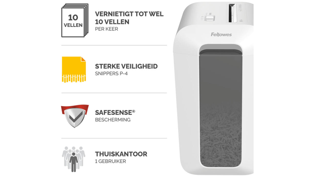 Papiervernietiger Fellowes Powershred LX65 snippers 4x40mm wit