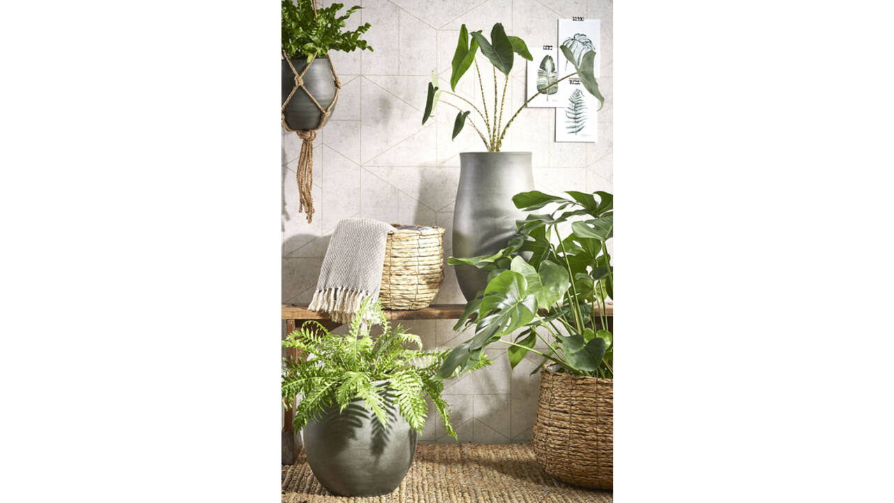 Plantenmand Mica Avalon zeegras rond lichbruin 31x30cm