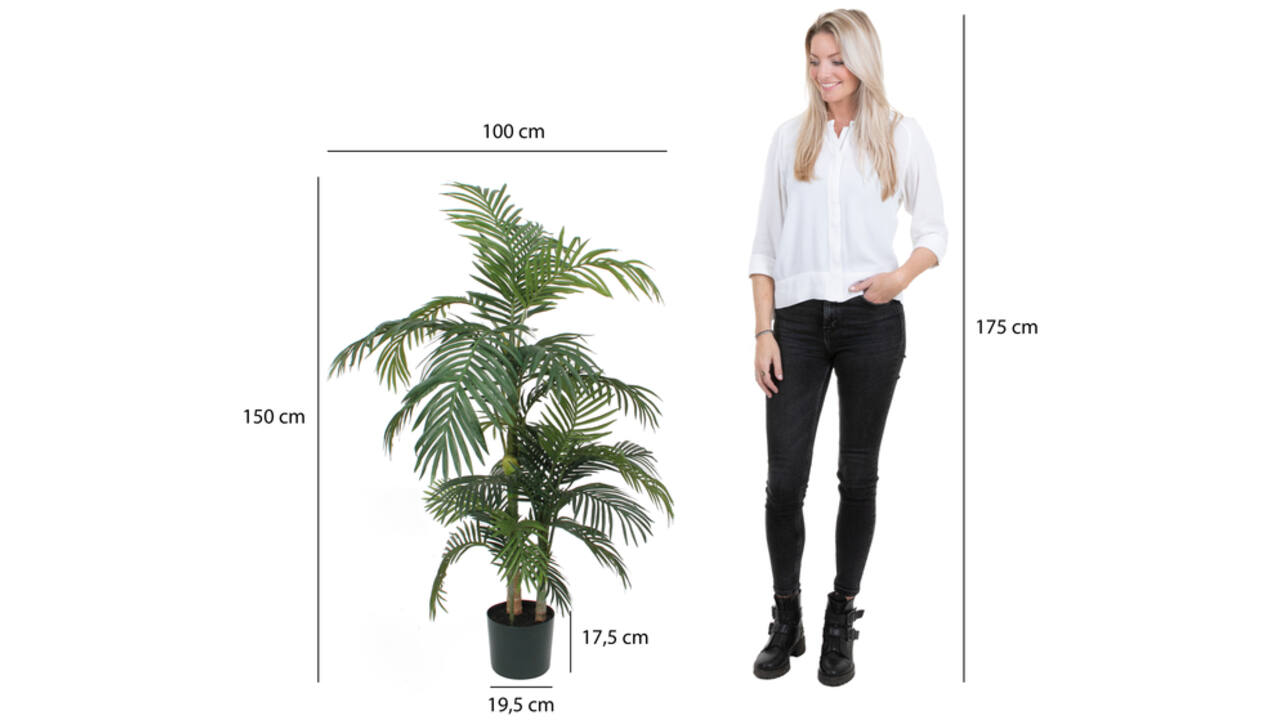 Kunstplant Mica Areca palm in plastic pot 150x100cm