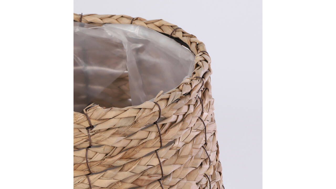 Plantenmand Mica Avalon zeegras rond lichtbruin 26x26cm