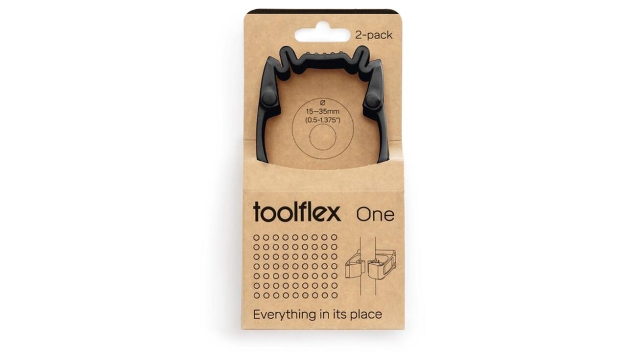 Wandhouder Toolflex One 2 klemmen met adapter ø 15/35 mm zwart