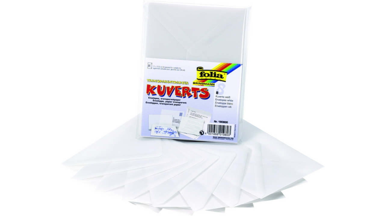 Envelop Folia A6 115gr set à 8 stuks transparant