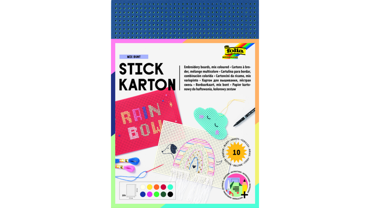 Borduurkaarten Folia 17.5 x x24.5cm 300gr 10 vel assorti