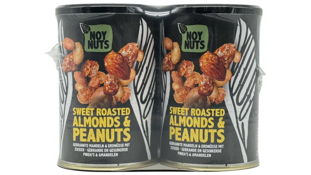 Pinda's NoyNuts gesuikerd en gebrand met amandelen blik 135 gram