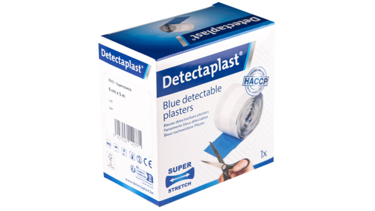 Elastische blauwe textielpleister Detectaplast 6cmx5m