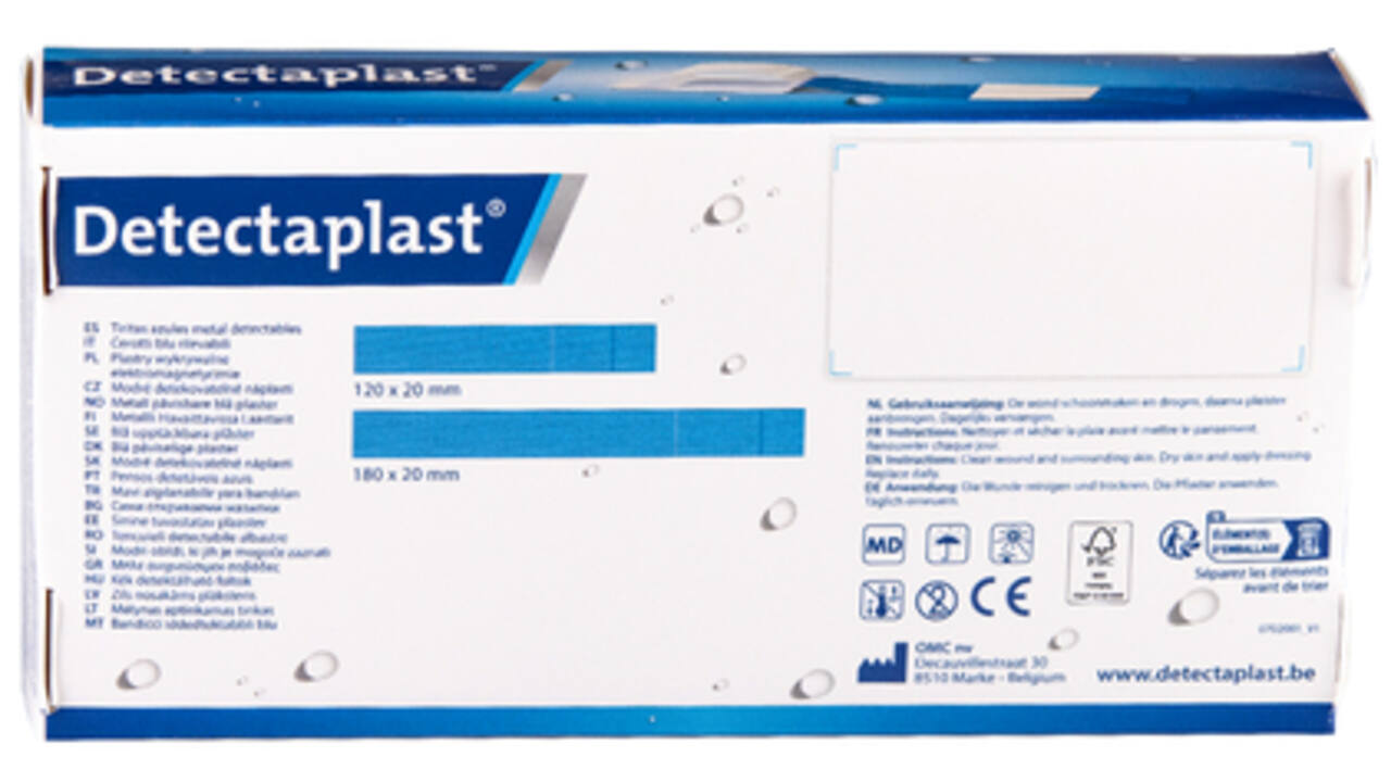 Waterafstotende blauwe pleister Detectaplast 180x20mm