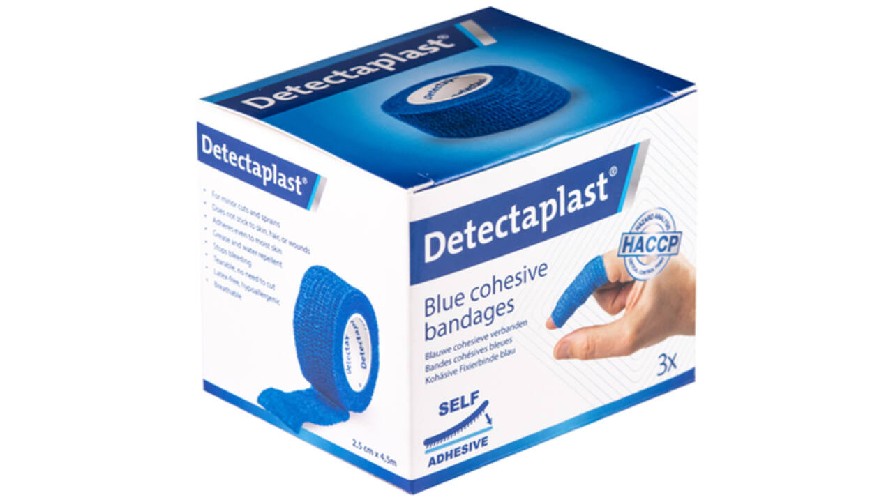 Snelpleister blauw Detectaplast 2,5cmx4,5m 3stuks