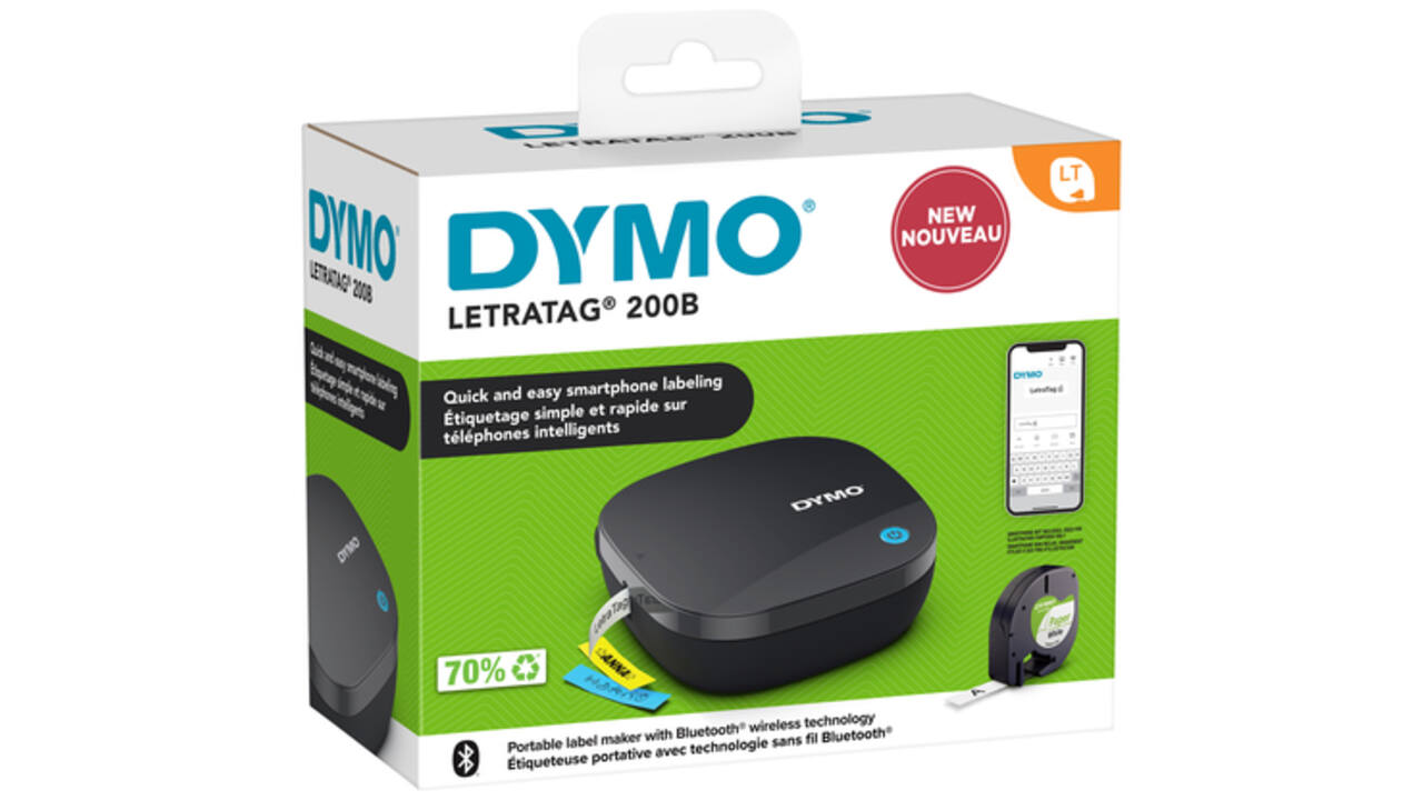 Labelprinter Dymo LetraTag 200B draagbaar bluetooth 12mm display 26 stuks