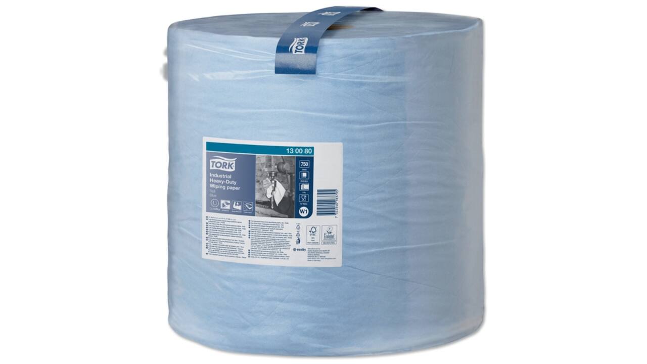 Poetspapier Tork Industrial Heavy-Duty W1 3-laags 750vel blauw 130080