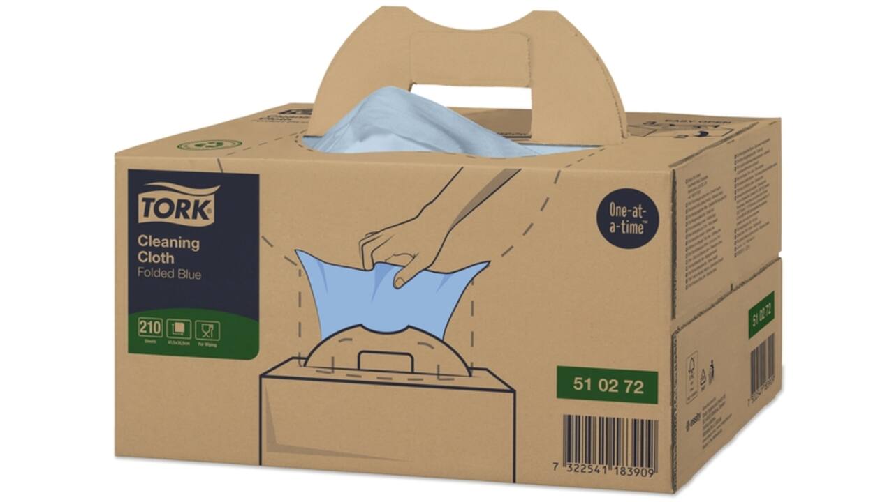 Reinigingsdoek Tork Cleaning W7 Handy Box 210 doeken blauw 510272