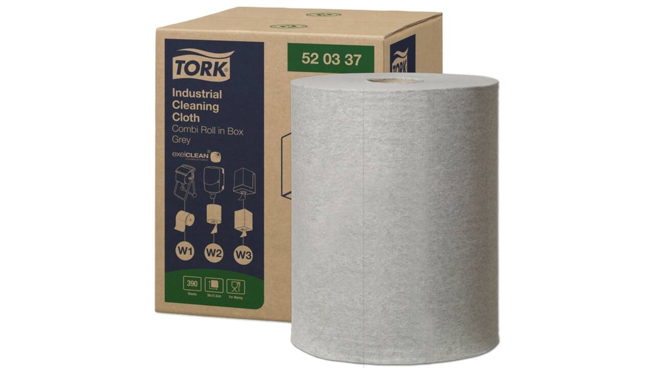 Reinigingsdoek Tork Industrial Combi W1/2/3 nonwoven 390vel grijs 520337