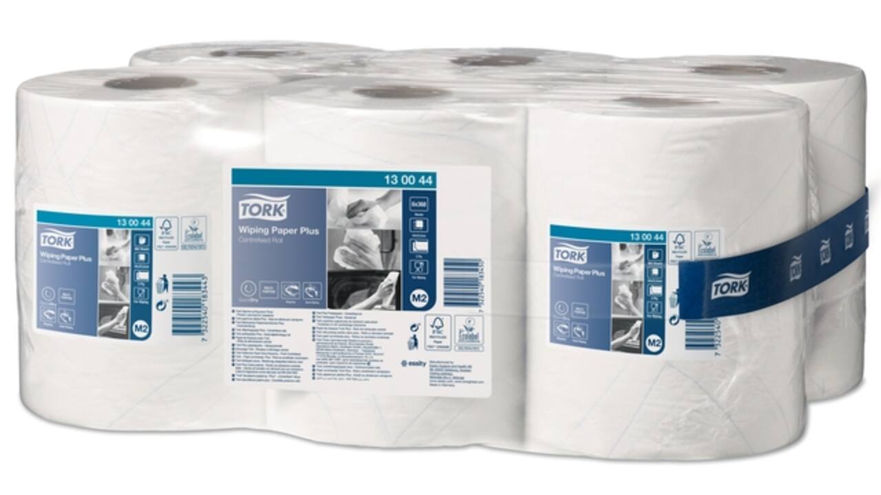 Poetspapier Tork Wiping Plus M2 Centerfeed 2-laags 125m wit 130044