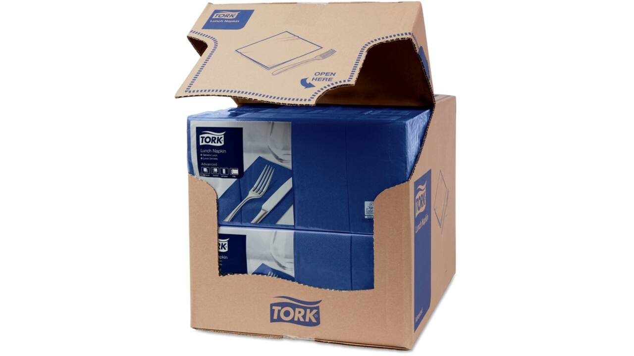 Lunchservet Tork Advanced 1/8 vouw 2-laags 328x325mm 200 vel donkerblauw 477421