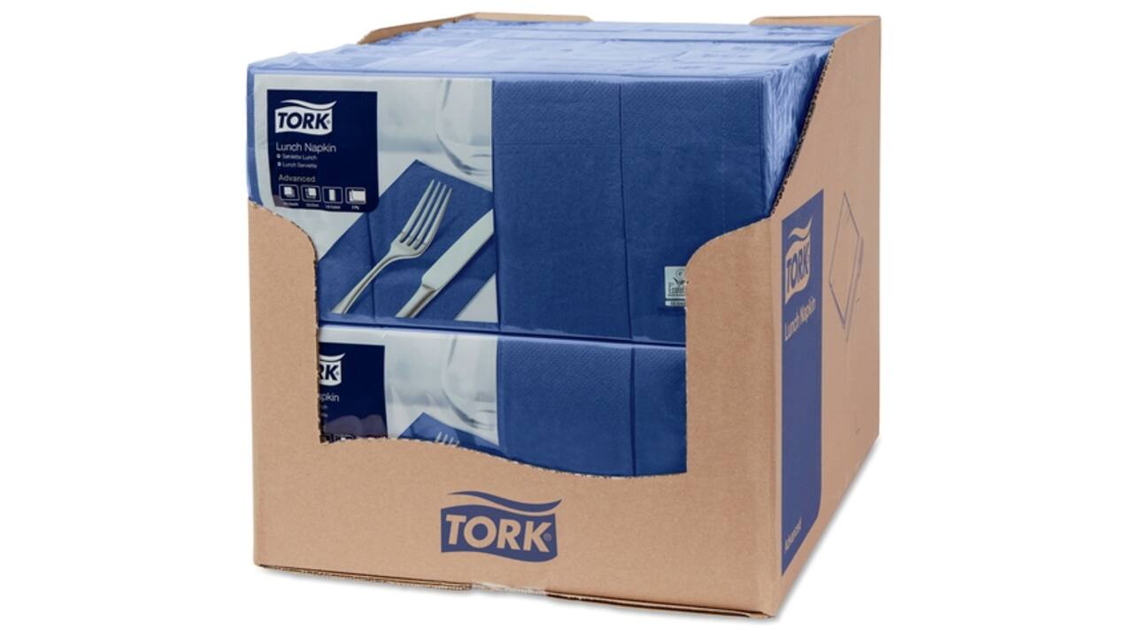 Lunchservet Tork Advanced 1/8 vouw 2-laags 328x325mm 200 vel donkerblauw 477421