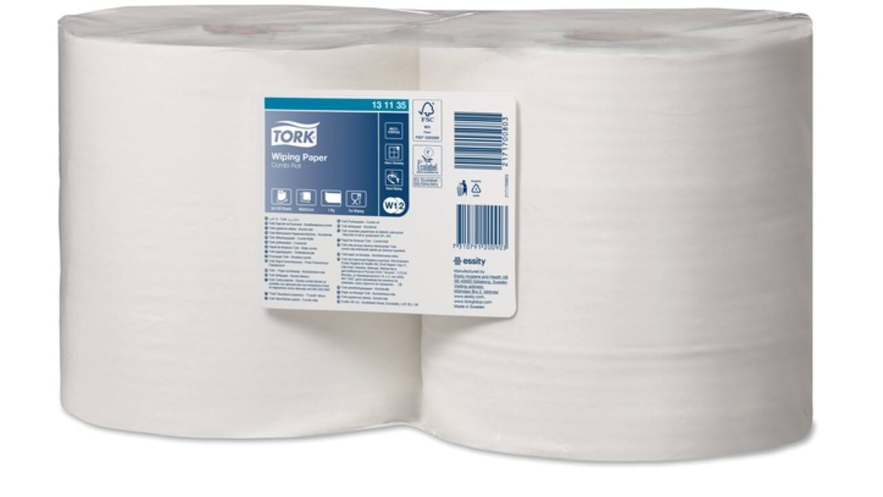 Poetspapier Tork Wiping Advanced Combi W1/2 1-laags 460m wit 131135