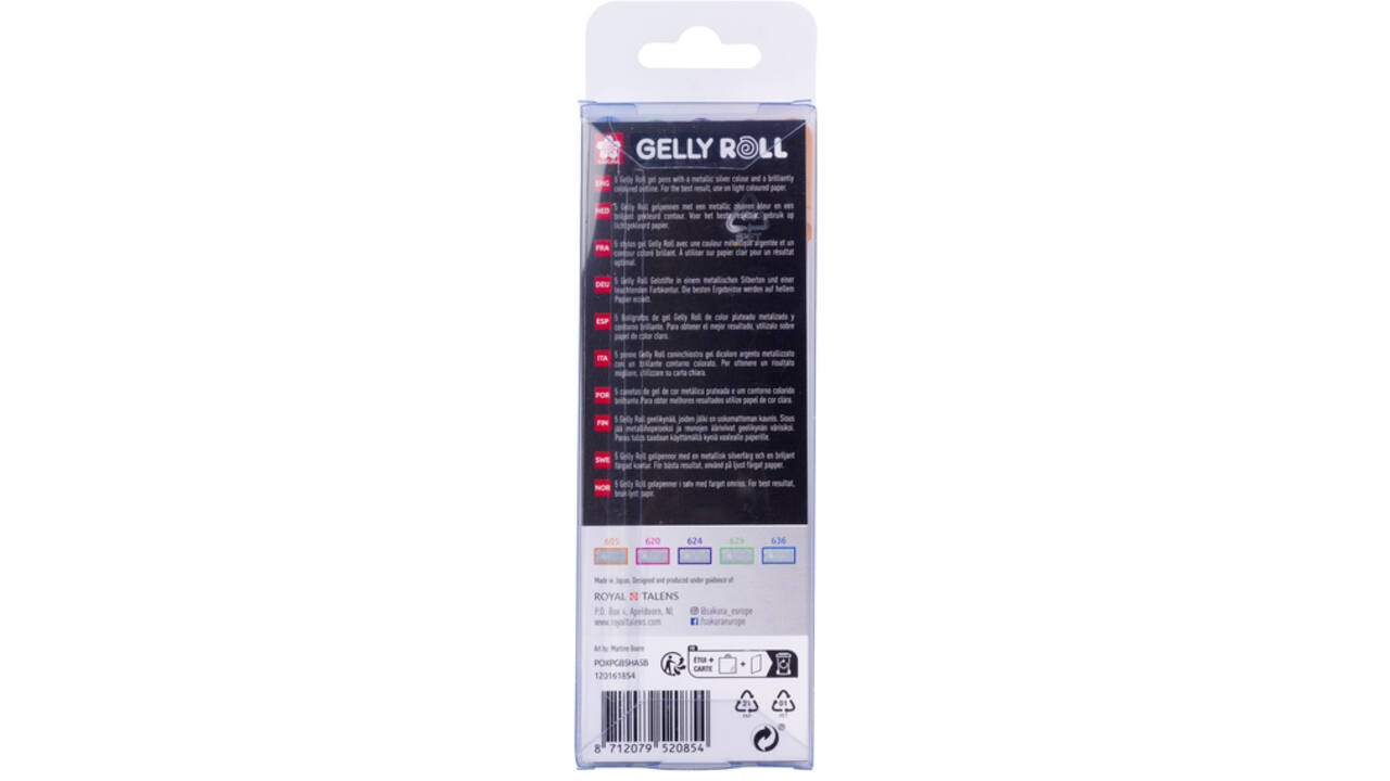 Gelschrijver Sakura Gelly Roll Silver Shadow set à 5 kleuren