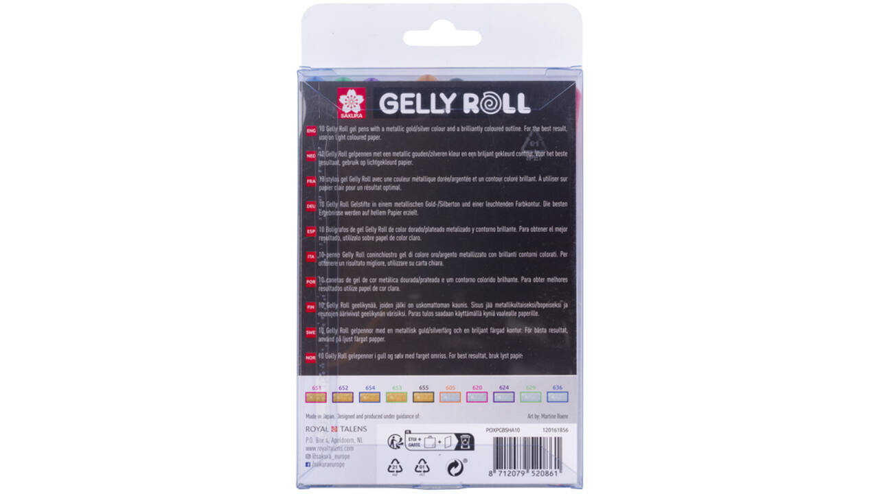 Gelschrijver Sakura Gelly Roll Gold Silver Shadow set à 10 kleuren