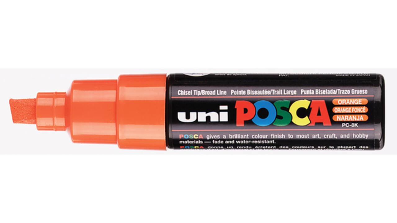 Verfstift Posca PC8K breed schuin donker oranje