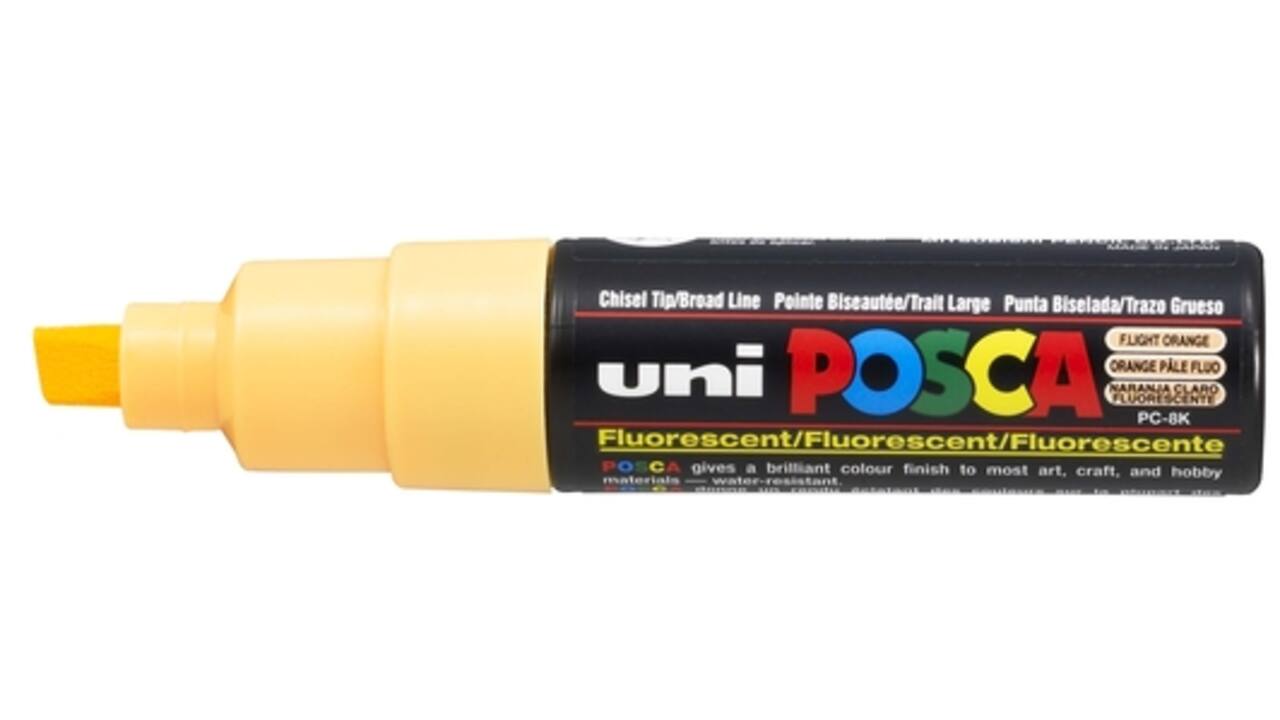 Verfstift Posca PC8K breed schuin fluor lichtoranje