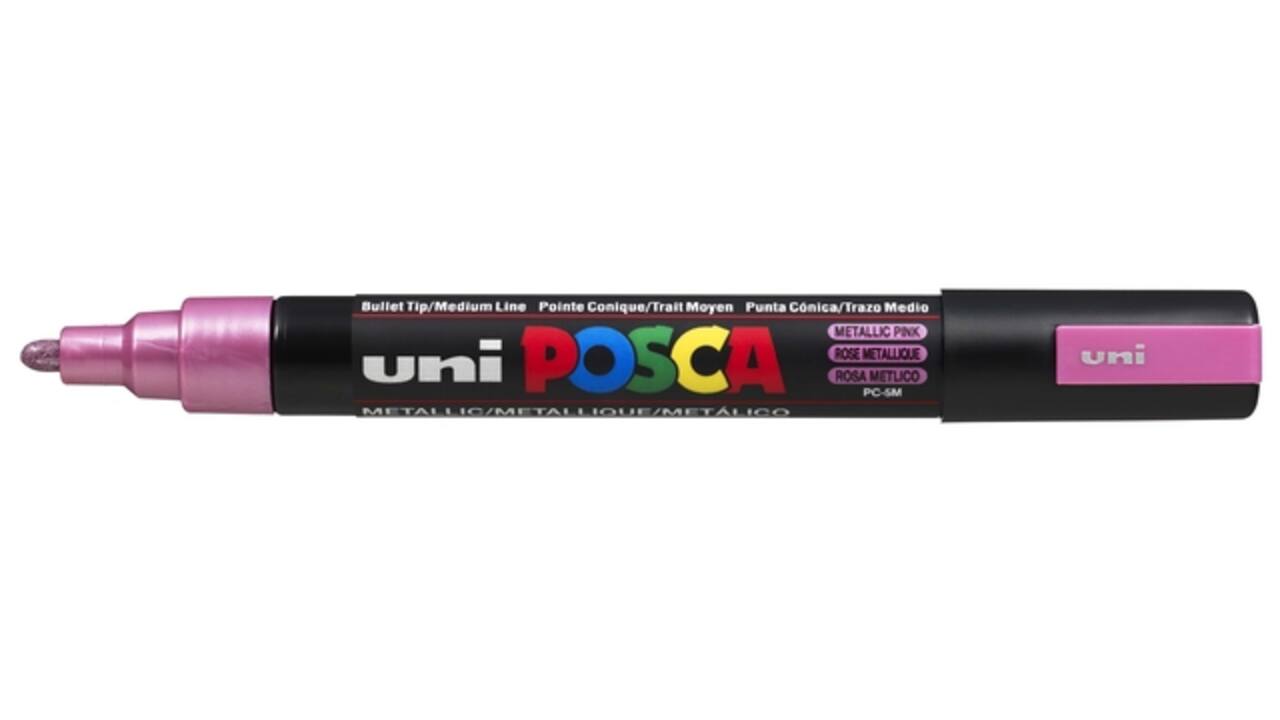 Verfstift Posca PC5M medium metallic roze