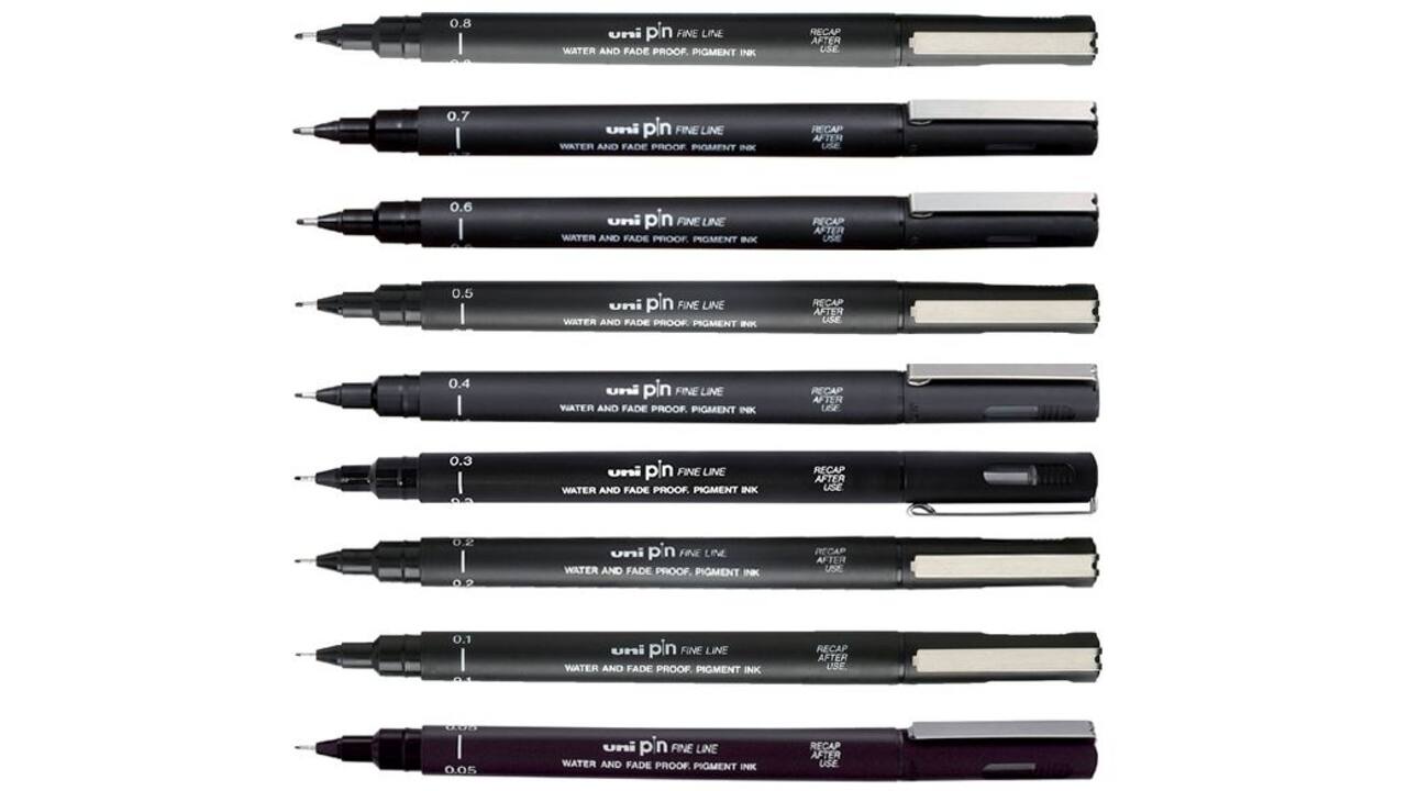 Fineliner Uni-ball Pin 0.9mm zwart