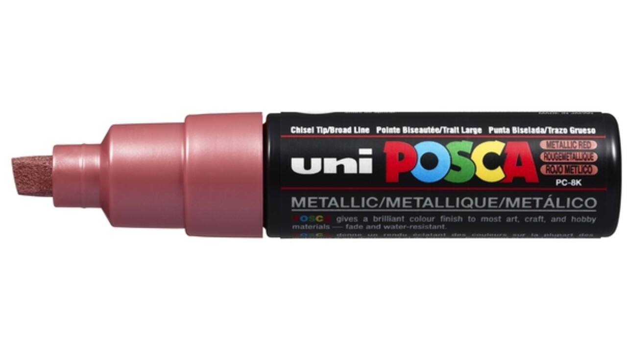 Verfstift Posca PC8K breed schuin metallic rood