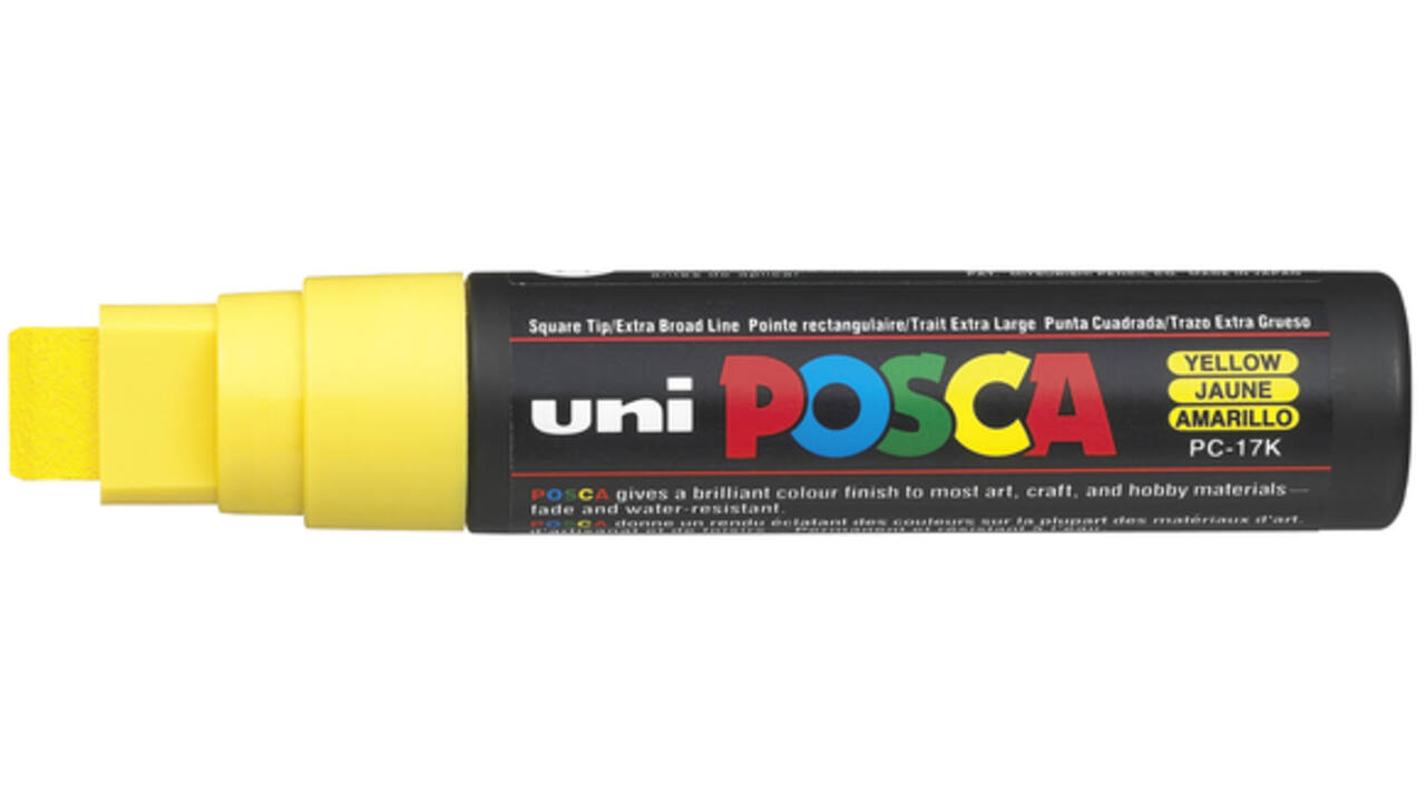 Verfstift Posca PC17K extra breed rechthoek geel