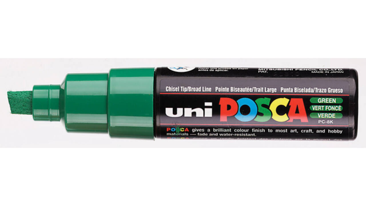 Verfstift Posca PC8K breed schuin donkergroen