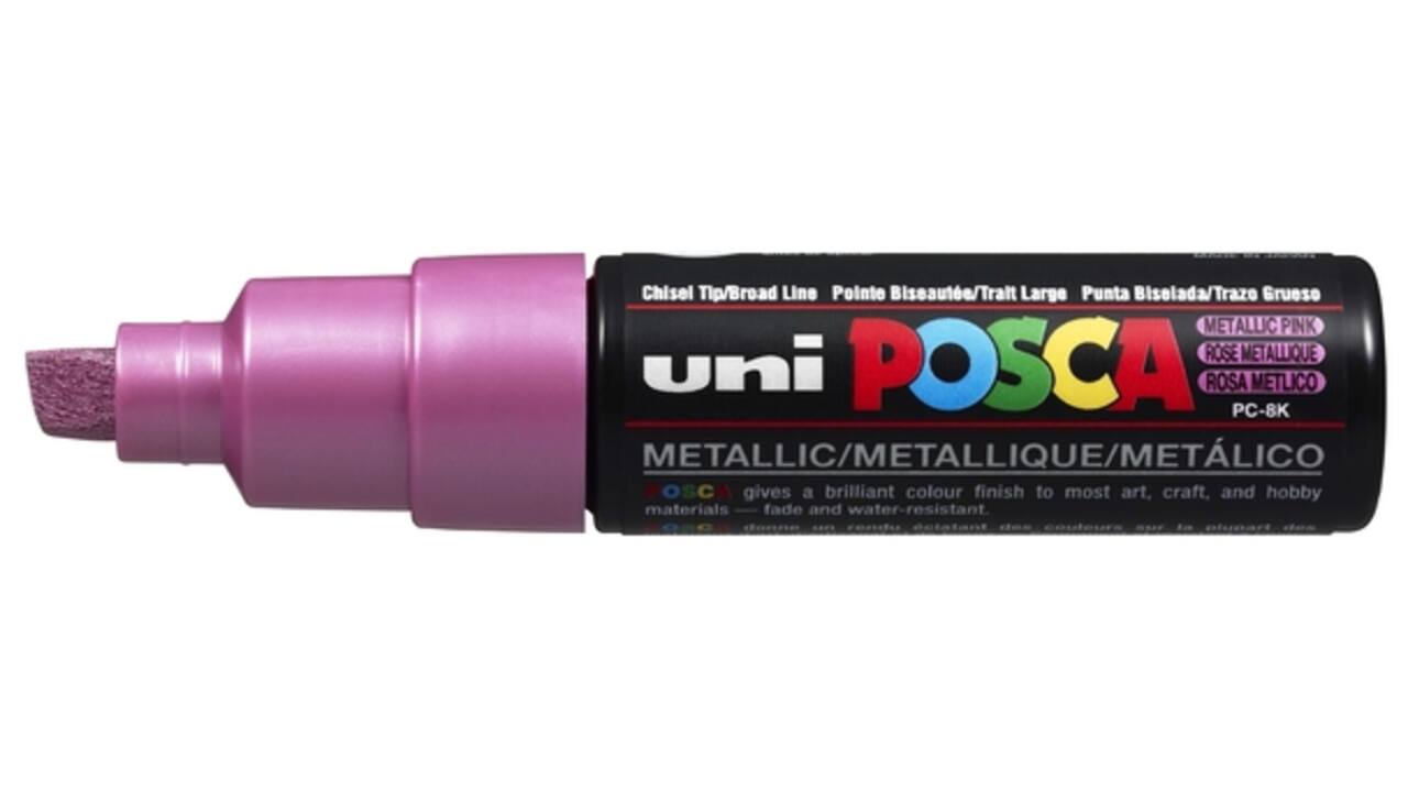 Verfstift Posca PC8K breed schuin metallic roze