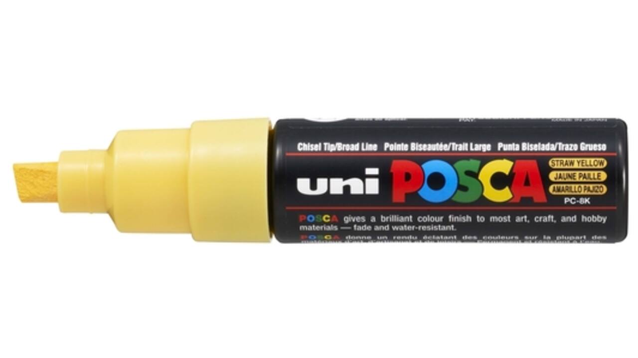 Verfstift Posca PC8K breed schuin strogeel