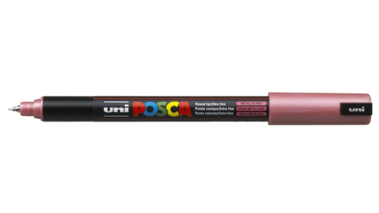 Verfstift Posca PC1MR extra fijn metallic rood
