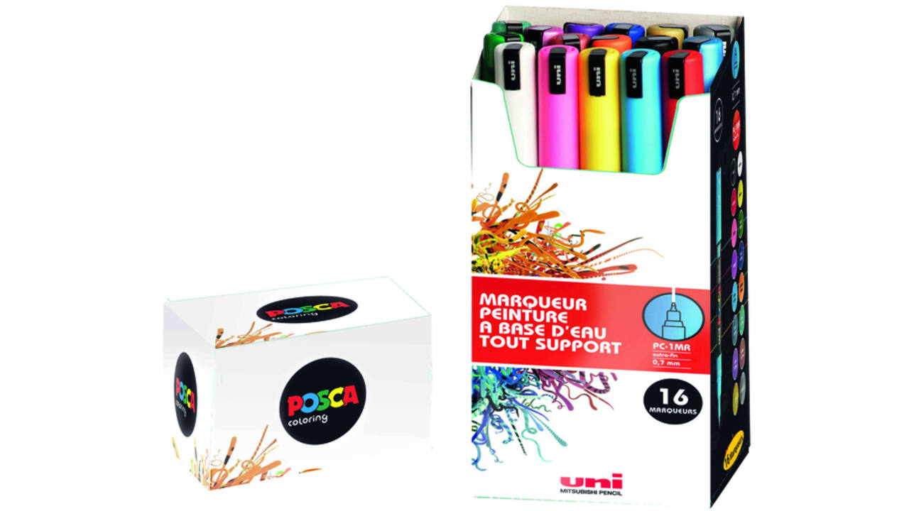 Verfstift Posca PC1MR extra fijn assorti set à 16 stuks