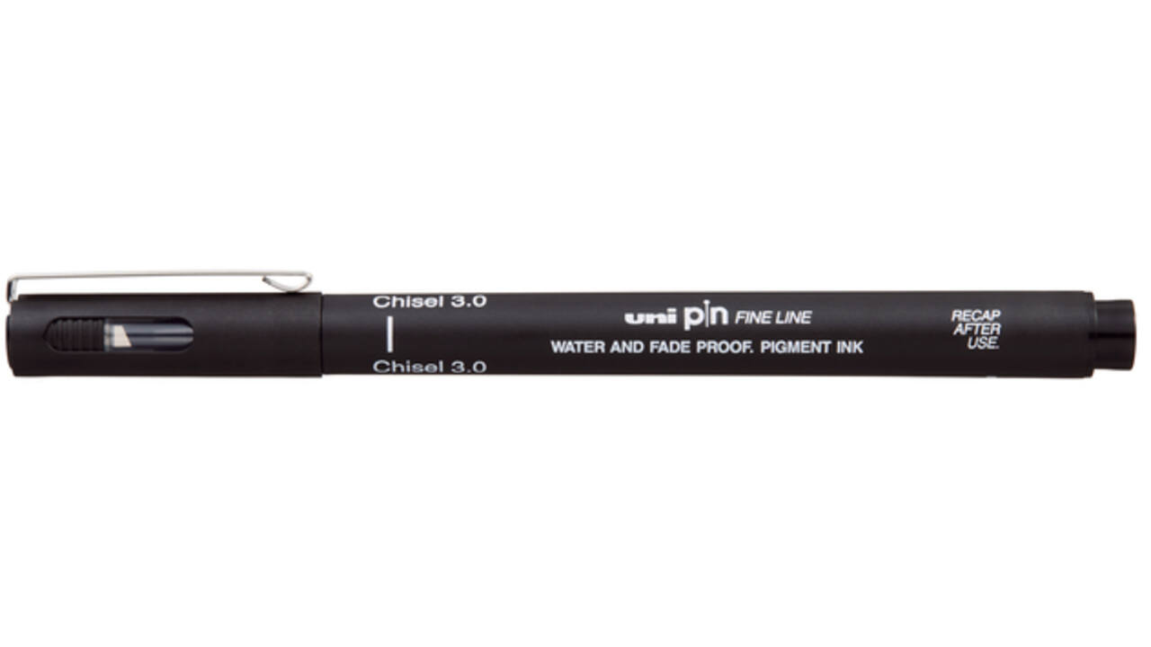Fineliner Uni-ball Pin beitelpunt 3mm zwart