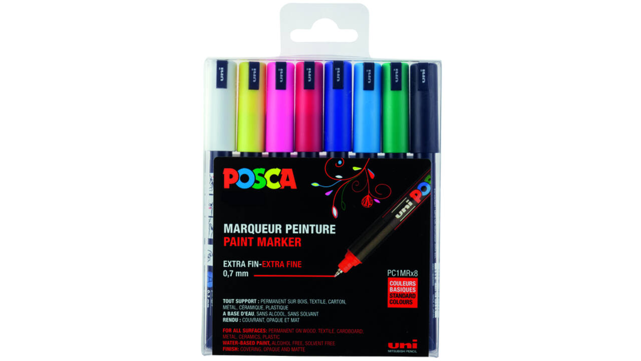 Verfstift Posca PC1MR extra fijn assorti set à 8 stuks