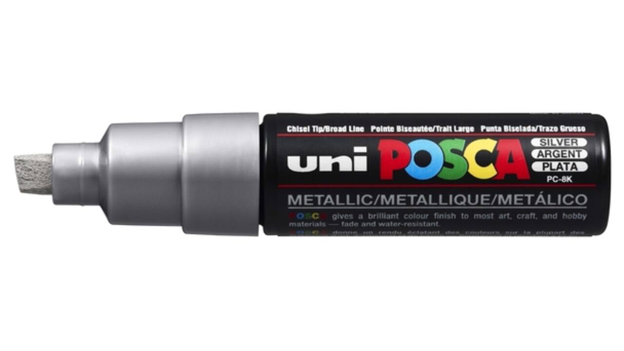 Verfstift Posca PC8K breed schuin zilver
