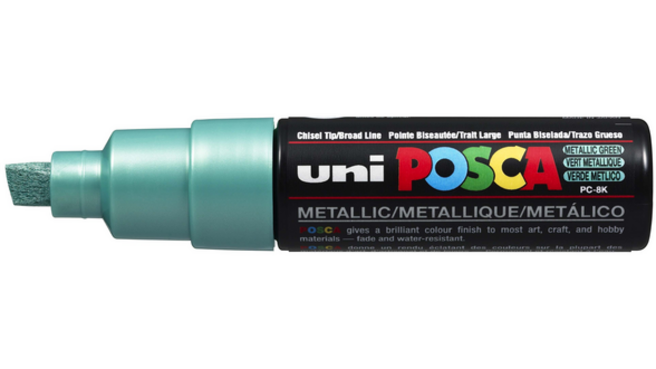 Verfstift Posca PC8K breed schuin metallic groen