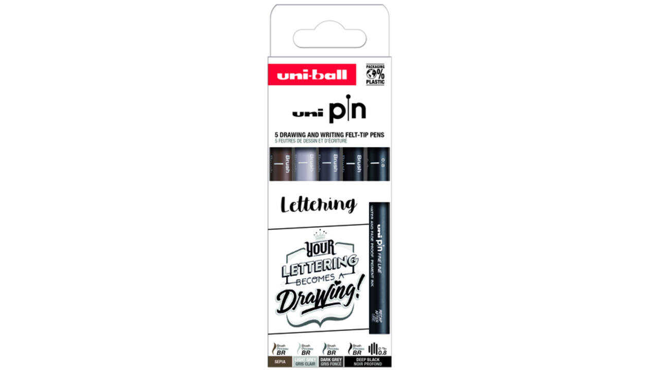 Fineliner Uni-ball Pin Musthave Handlettering set à 5 stuks assorti